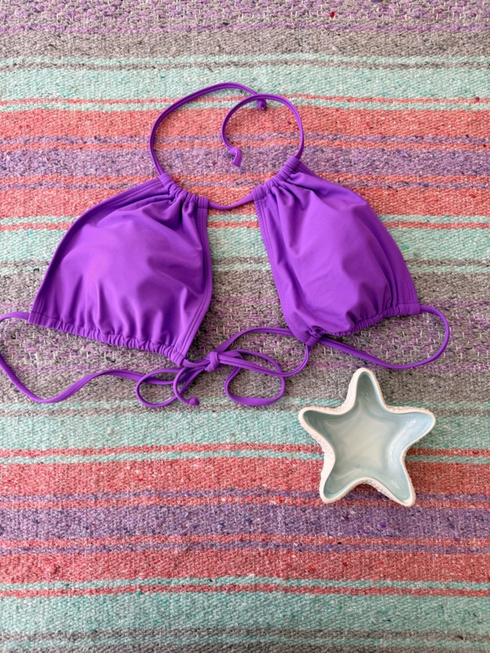 Old Navy Purple Tie Front Bikini Top XL Halter Swim Top